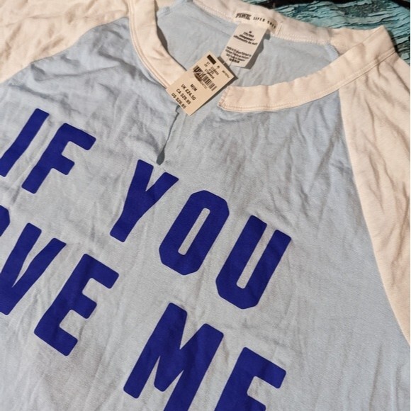 PINK NWT Size Medium Super Soft Sleep T-Shirt Blue - Picture 4 of 4